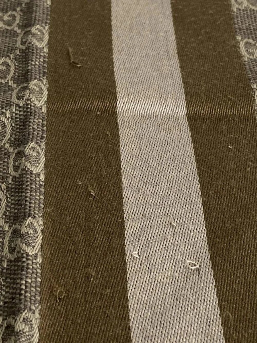 GUCCI - Dark Brown Gray Beige Khaki Wool Silk Scarf - Picture 5 of 5